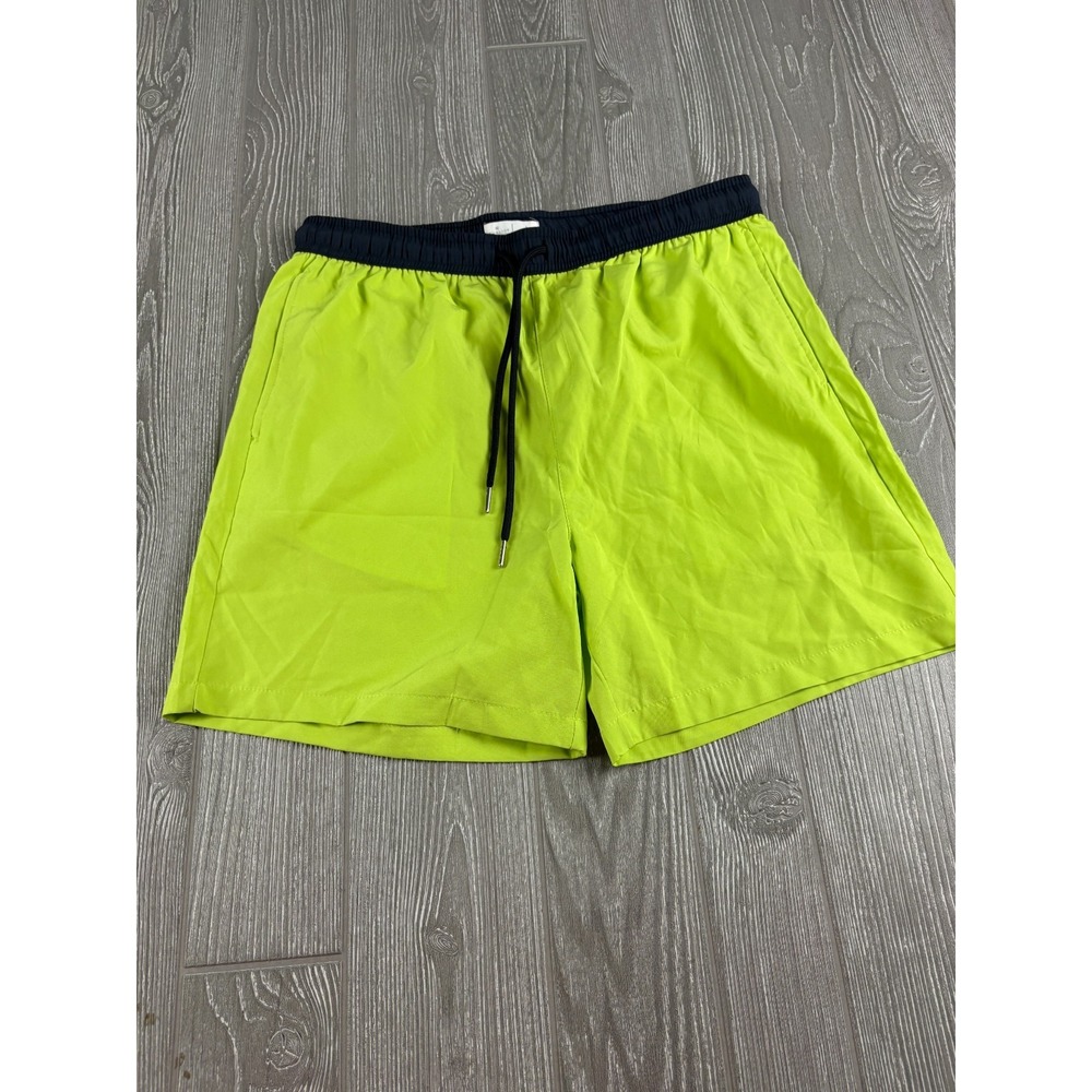 Public Record Mens Neon Yellow Athletic Shorts Large 6 Inseam Gym Training
